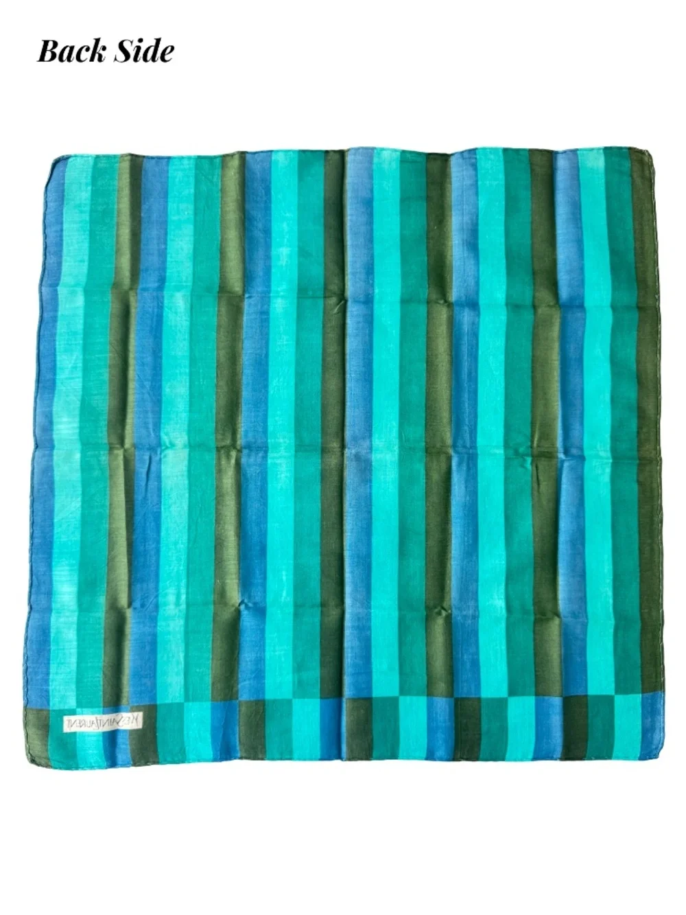 Vintage Yves Saint Laurent Green Handkerchief Geometric Scarf Neckerchief 17.5